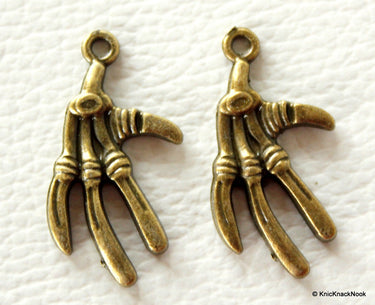 2 x Antique Bronze Bird Claws Charms